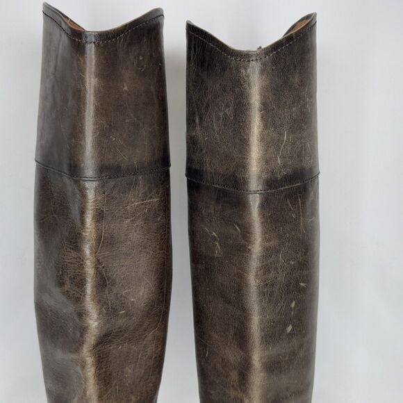 Frye Knee High Riding Boots Womens Size 7 Brown Leather Distressed Biker Pull On - Picture 6 of 13